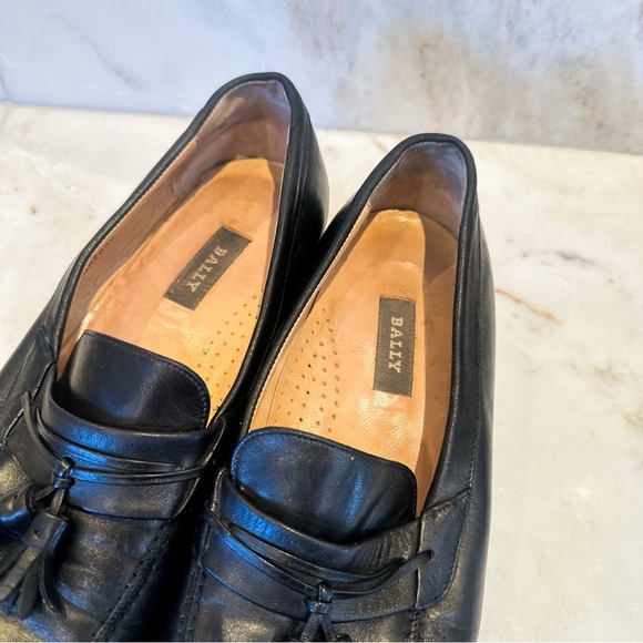 BALLY Vintage Classic Black Leather Tassel Loafers - Picture 5 of 9